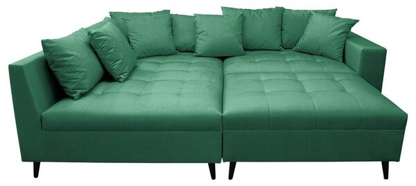 Ecksofa inkl. Hocker, mikrovlakna zelena