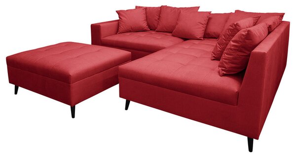 Ecksofa inkl. Hocker, mikrovlakna rdeča