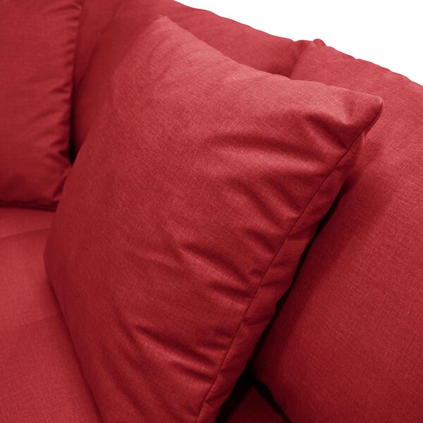 Ecksofa inkl. Hocker, mikrovlakna rdeča