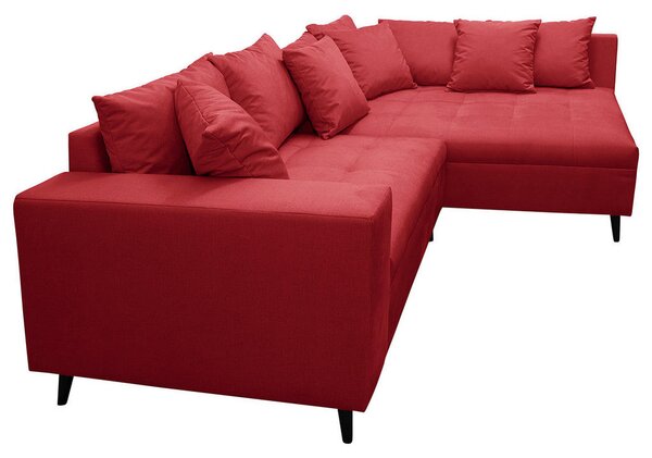 Ecksofa inkl. Hocker, mikrovlakna rdeča