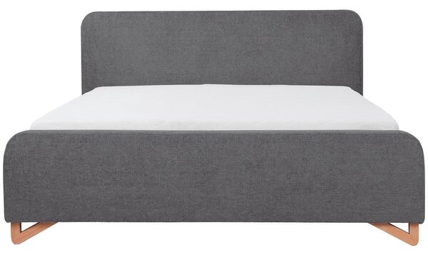 OBLAZINJENA POSTELJA 180 cm x 200 cm , les, umetna masa, tekstil, leseni material antracit