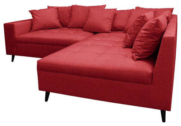 Ecksofa inkl. Hocker, mikrovlakna rdeča