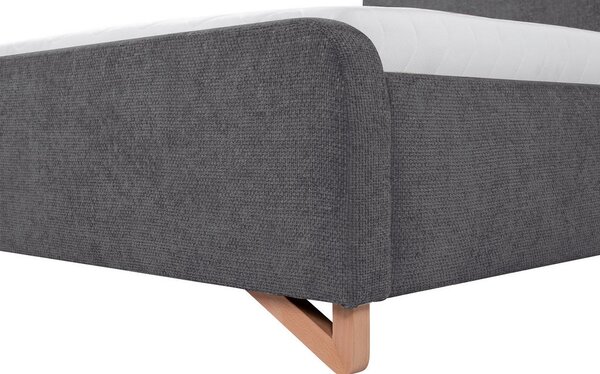OBLAZINJENA POSTELJA 180 cm x 200 cm , les, umetna masa, tekstil, leseni material antracit