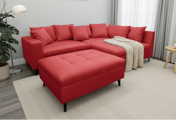 Ecksofa inkl. Hocker, mikrovlakna rdeča