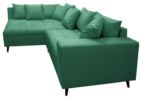 Ecksofa inkl. Hocker, mikrovlakna zelena