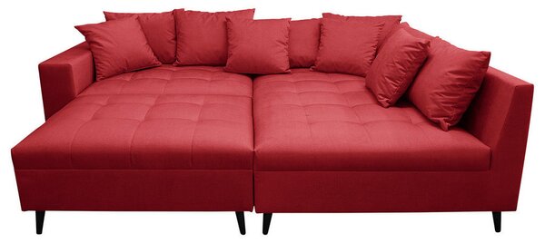 Ecksofa inkl. Hocker, mikrovlakna rdeča