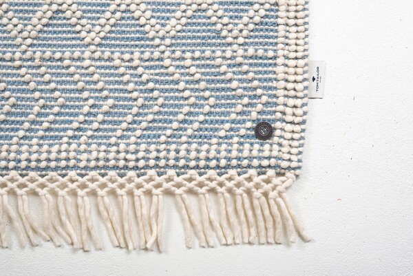 ROČNO TKANA PREPROGA Colored Macrame four 140/200 cm tkano krem barve, pastelno modra