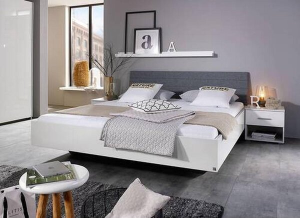 POSTELJA 180 cm x 200 cm , leseni material bela, visoki sijaj