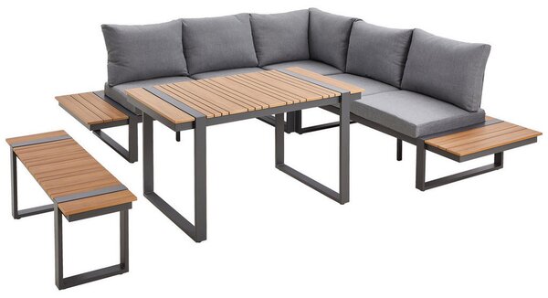 JEDILNA LOUNGE GARNITURA tkanina aluminij