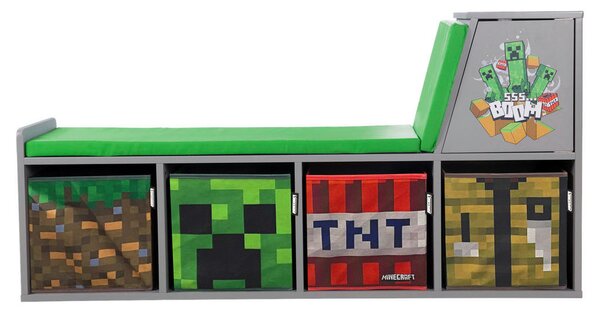 OTROŠKA KLOP MINECRAFT 119/60/30 cm siva, zelena, večbarvno