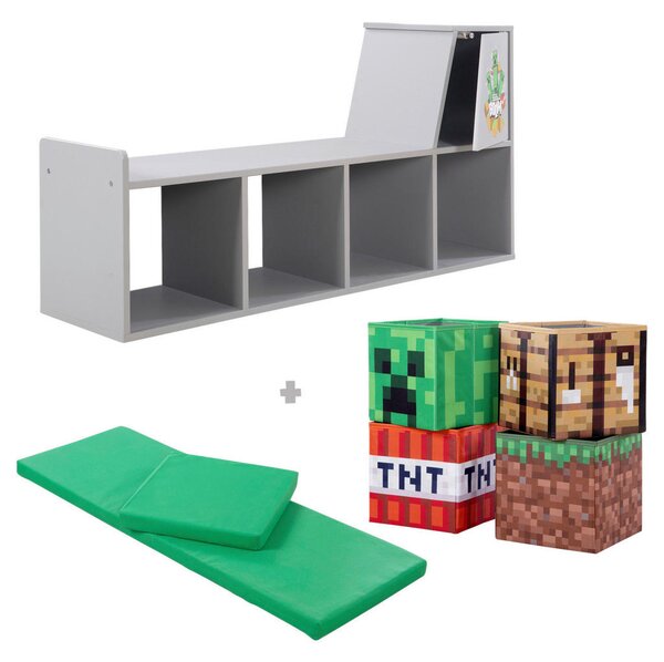 OTROŠKA KLOP MINECRAFT 119/60/30 cm siva, zelena, večbarvno