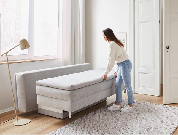 BOXSPRING ZOFA, svetlo siva tekstil