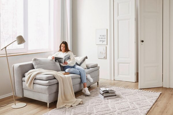 BOXSPRING ZOFA, svetlo siva tekstil