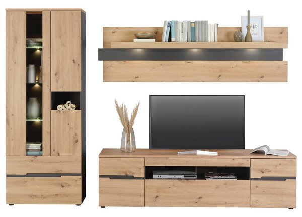 DNEVNI REGAL, barve grafita, hrast artisan