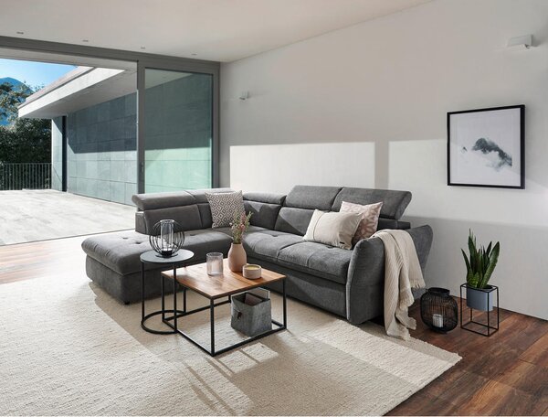 KOTNA SEDEŽNA GARNITURA, mikrovlakna temno siva