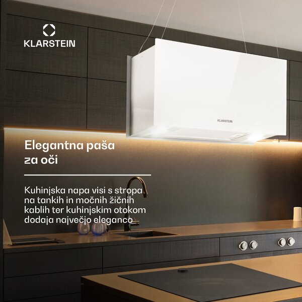 Klarstein Kronleuchter L, stropna kuhinjska napa, 60 cm, 577 m³/h, LED, bela