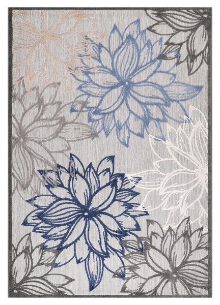 TEKAČ Floral 80/200 cm tkano bela, siva, modra