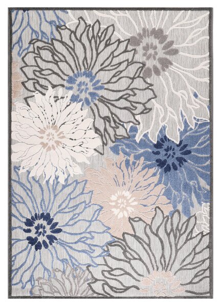 PREPROGA ZA ZUNANJO UPORABO Floral 80/150 cm tkano modra, siva