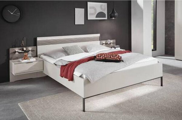 POSTELJNA GARNITURA 180 cm x 200 cm , leseni material barve skrilavca, svetlo siva