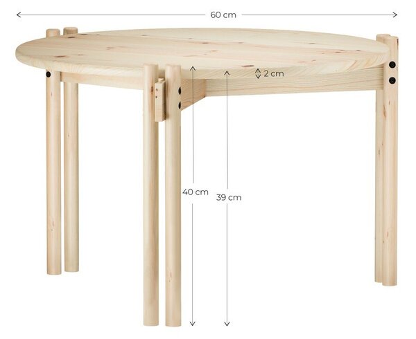 Rdeča okrogla mizica iz masivnega bora ø 60 cm Sticks – Karup Design