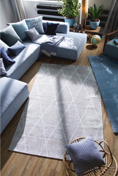 VINTAGE PREPROGA 140/200 cm tkano srebrne barve
