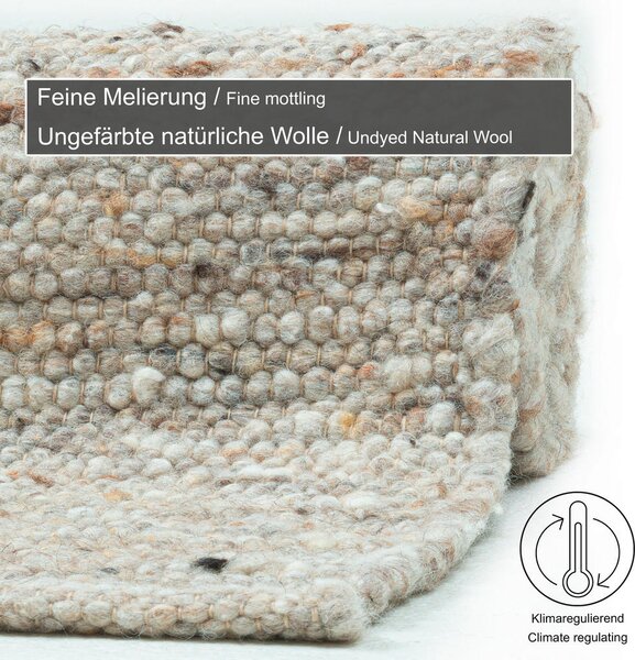 ROČNO TKANA PREPROGA Alm Glück 160/230 cm tkano peščene barve