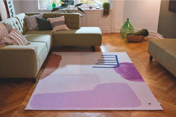 TKANA PREPROGA SHAPES - TWO 140/200 cm potiskano večbarvno, roza