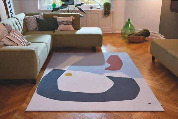 TKANA PREPROGA SHAPES - ONE 140/200 cm potiskano večbarvno, svetlo modra
