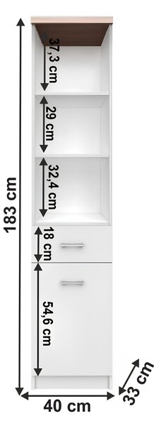 KONDELA Regal 1D1S, bela/hrast sonoma, univerzalno, TOPTY TIP 04