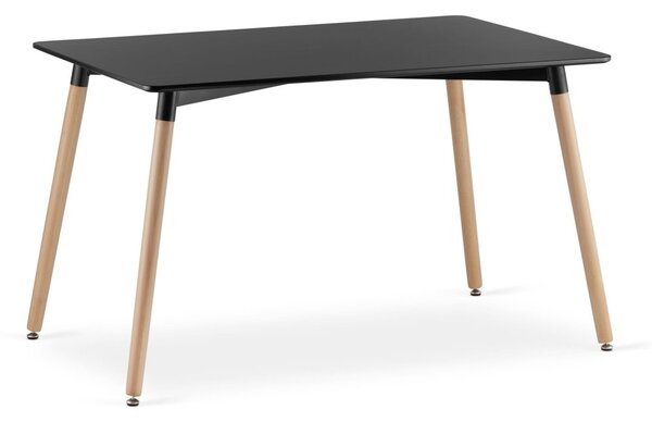Jedilni set 1 + 4, črna miza ADRIA 120x80 cm + bež stoli BALI MARK s črnimi nogami