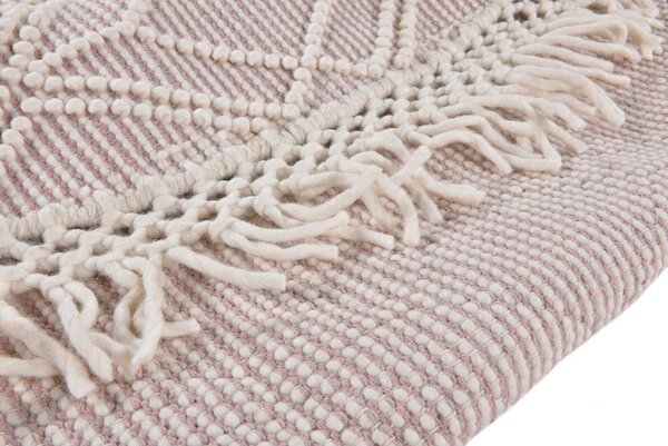 ROČNO TKANA PREPROGA Colored Macrame - Three 140/140 cm tkano roza