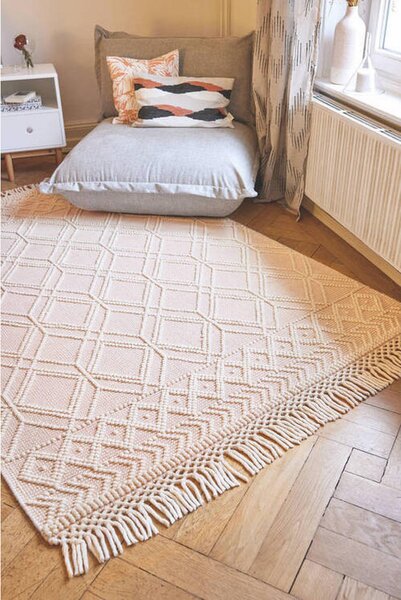 ROČNO TKANA PREPROGA Colored Macrame - Three 140/200 cm tkano roza