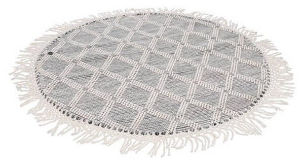 ROČNO TKANA PREPROGA Colored Macrame one 140/140 cm tkano siva, bela
