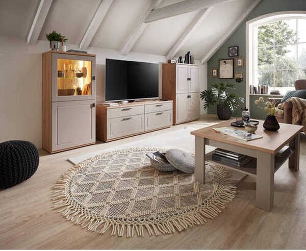 ROČNO TKANA PREPROGA Colored Macrame one 140/140 cm tkano siva, bela