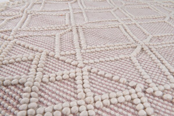 ROČNO TKANA PREPROGA Colored Macrame - Three 140/140 cm tkano roza