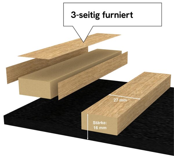 AKUSTIČNI PANEL Eiche natur Premium, 3-seitig furniert 56/240/1,6 cm