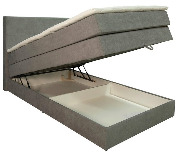 BOXSPRING POSTELJA 120 cm x 200 cm , les, tekstil, leseni material siva