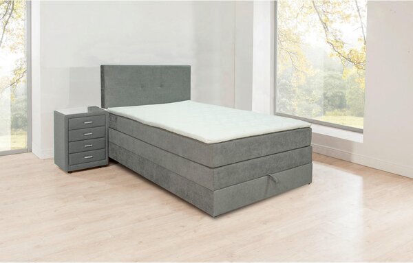 BOXSPRING POSTELJA 120 cm x 200 cm , les, tekstil, leseni material siva