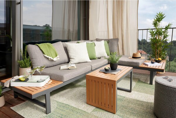 LOUNGE GARNITURA akacija masivno aluminij