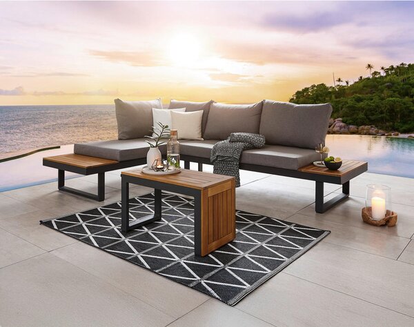 LOUNGE GARNITURA akacija masivno aluminij