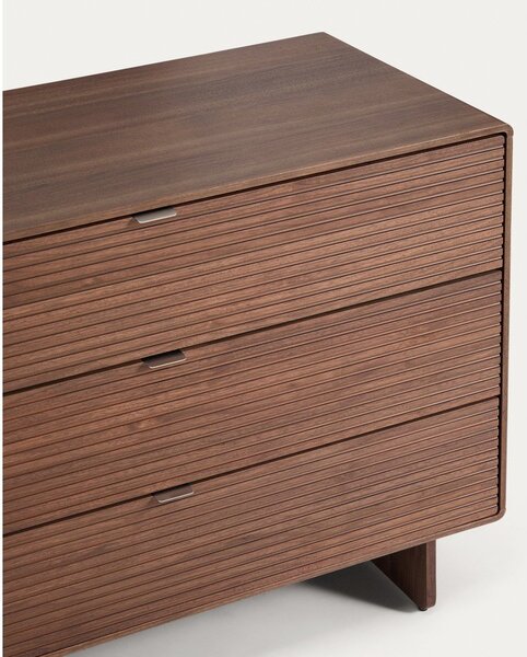 Komoda v orehovem dekorju v temni naravni barvi 101x75x50 cm Norlen – Kave Home