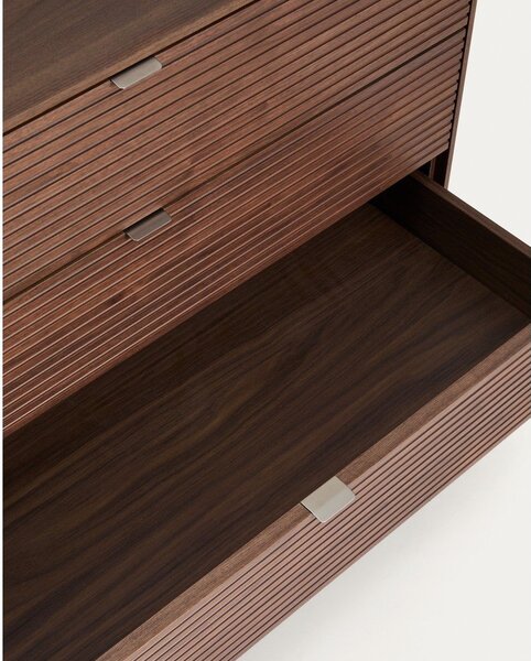 Komoda v orehovem dekorju v temni naravni barvi 101x75x50 cm Norlen – Kave Home