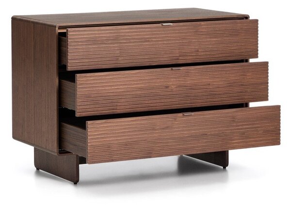 Komoda v orehovem dekorju v temni naravni barvi 101x75x50 cm Norlen – Kave Home