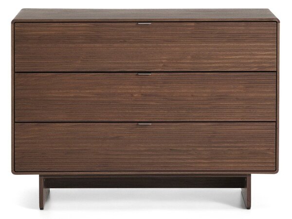 Komoda v orehovem dekorju v temni naravni barvi 101x75x50 cm Norlen – Kave Home