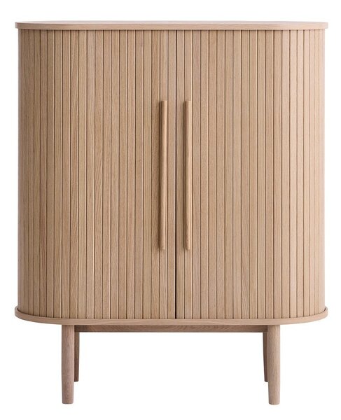 Omarica v hrastovem dekorju z drsnimi vrati v svetli naravni barvi 100x118x40 cm Meta – Unique Furniture