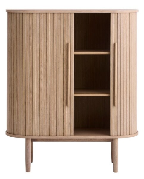 Omarica v hrastovem dekorju z drsnimi vrati v svetli naravni barvi 100x118x40 cm Meta – Unique Furniture
