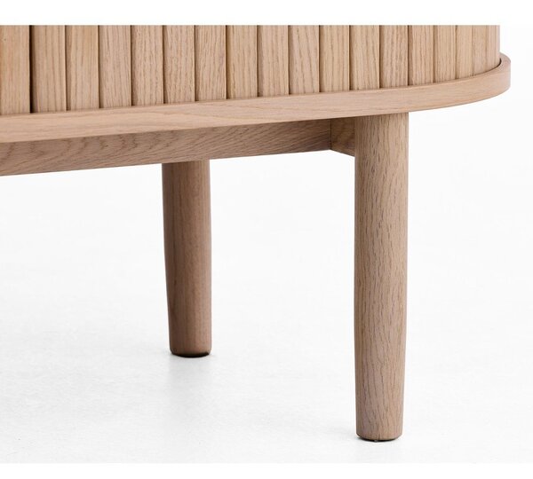 Omarica v hrastovem dekorju z drsnimi vrati v svetli naravni barvi 100x118x40 cm Meta – Unique Furniture