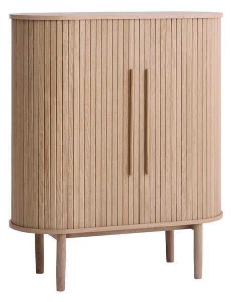 Omarica v hrastovem dekorju z drsnimi vrati v svetli naravni barvi 100x118x40 cm Meta – Unique Furniture