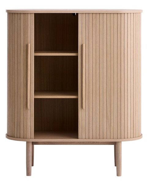 Omarica v hrastovem dekorju z drsnimi vrati v svetli naravni barvi 100x118x40 cm Meta – Unique Furniture