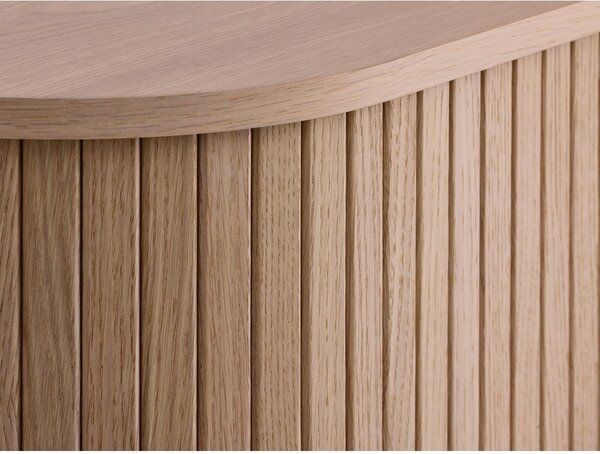 Omarica v hrastovem dekorju z drsnimi vrati v svetli naravni barvi 100x118x40 cm Meta – Unique Furniture